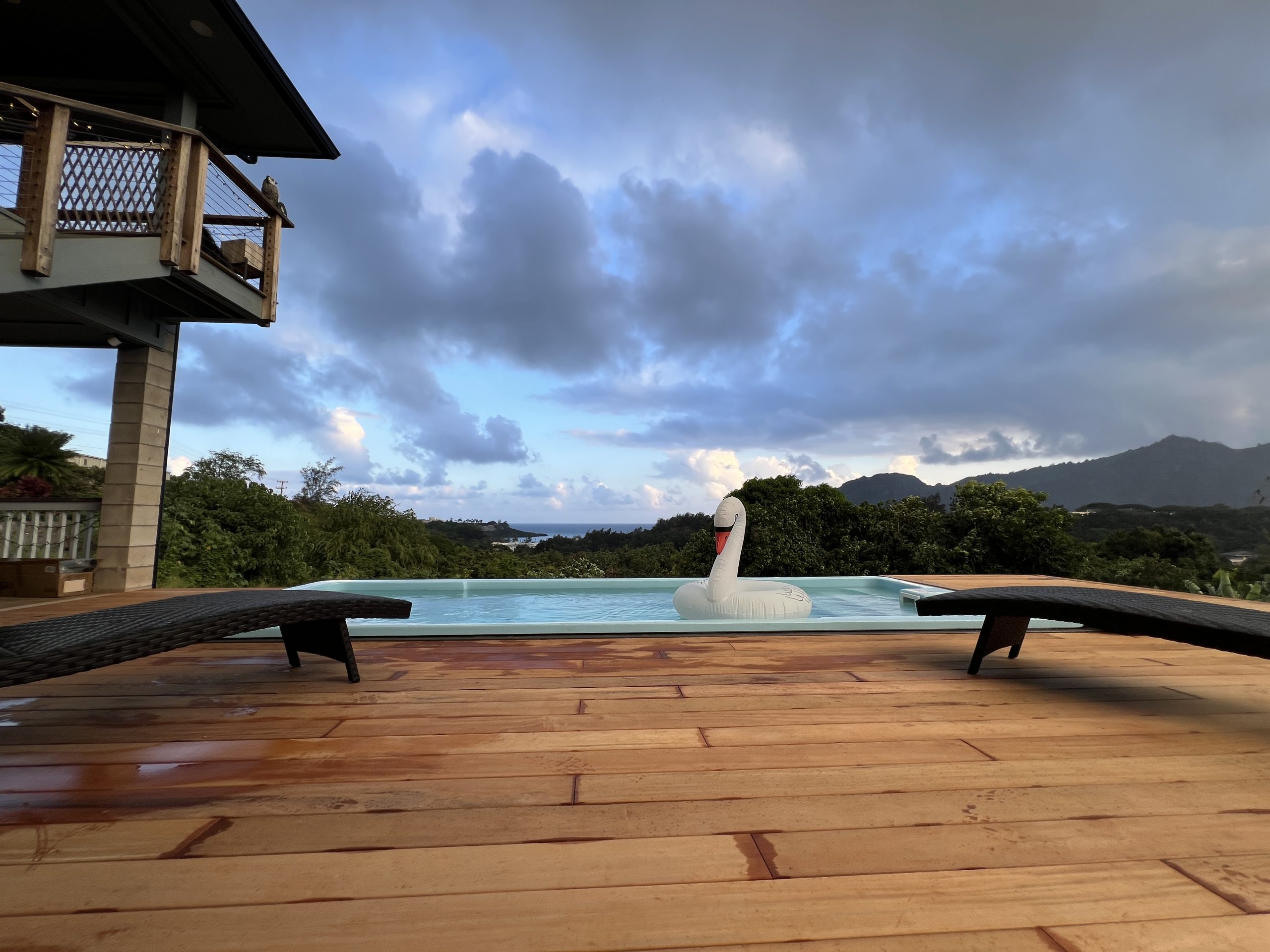ContainUR container pool on deck with ocean views in Hawaii